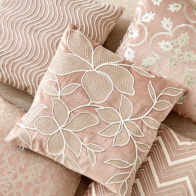 Hand-Embroidered Silk Cushion Covers